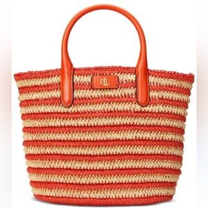 Ralph Lauren Striped Red and Tan Tote